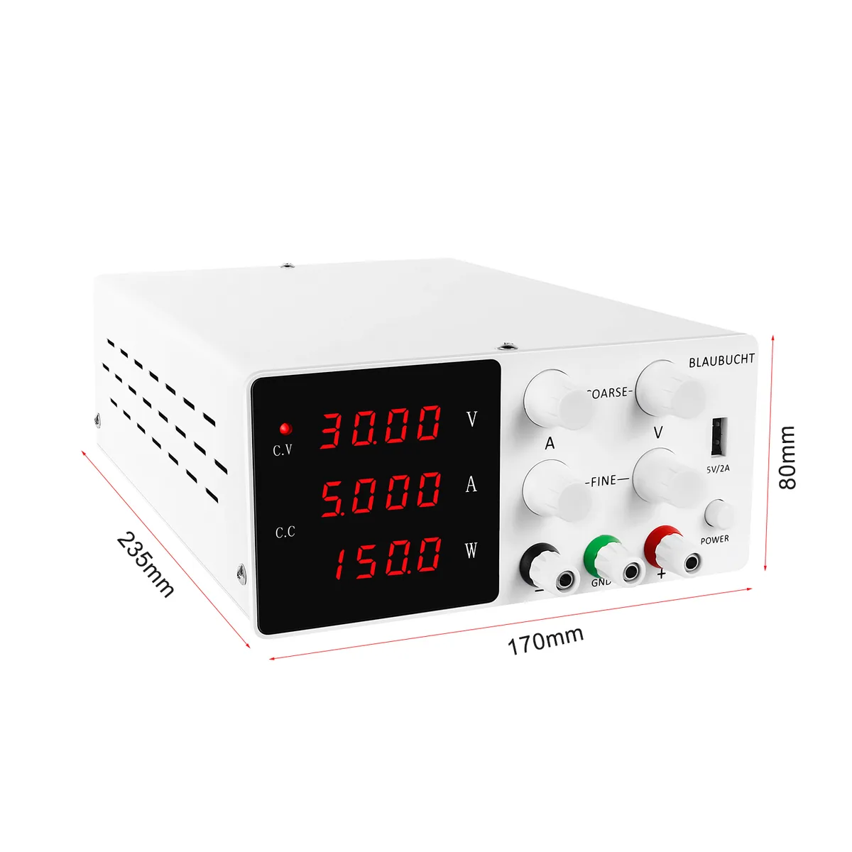 Лабораторный источник питания постоянного тока Kuaiqu SPS-W3010 с регулируемым 4-разрядным дисплеем, 120В / 3А, цвет белый